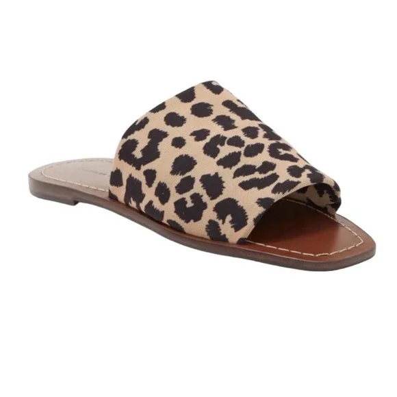 Loeffler Randall Daria Stretch Square Toe Slides In Leopard Dark Brown Size 10 - Picture 4 of 13